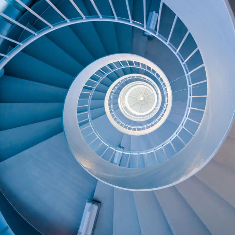 Blue spiral stairs